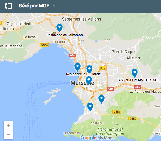 MGF immo - Syndic à Marseille Carte des Copros Ge%CC%81re%CC%81es par MGF